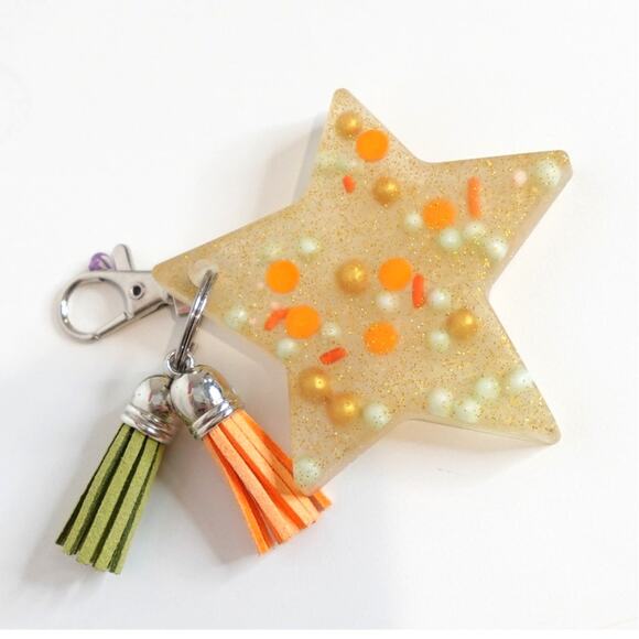 Fall Star Keychain / Ok Purse Charm with Fall Beads n Tassells - Picture 3 of 4